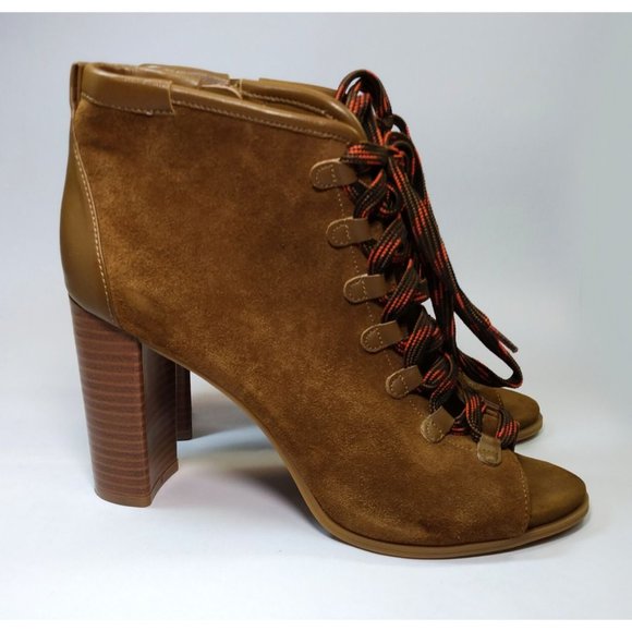 Women’s Suede Lace Up Peep Toe Booties size 8.5M by Nine West - Picture 3 of 12